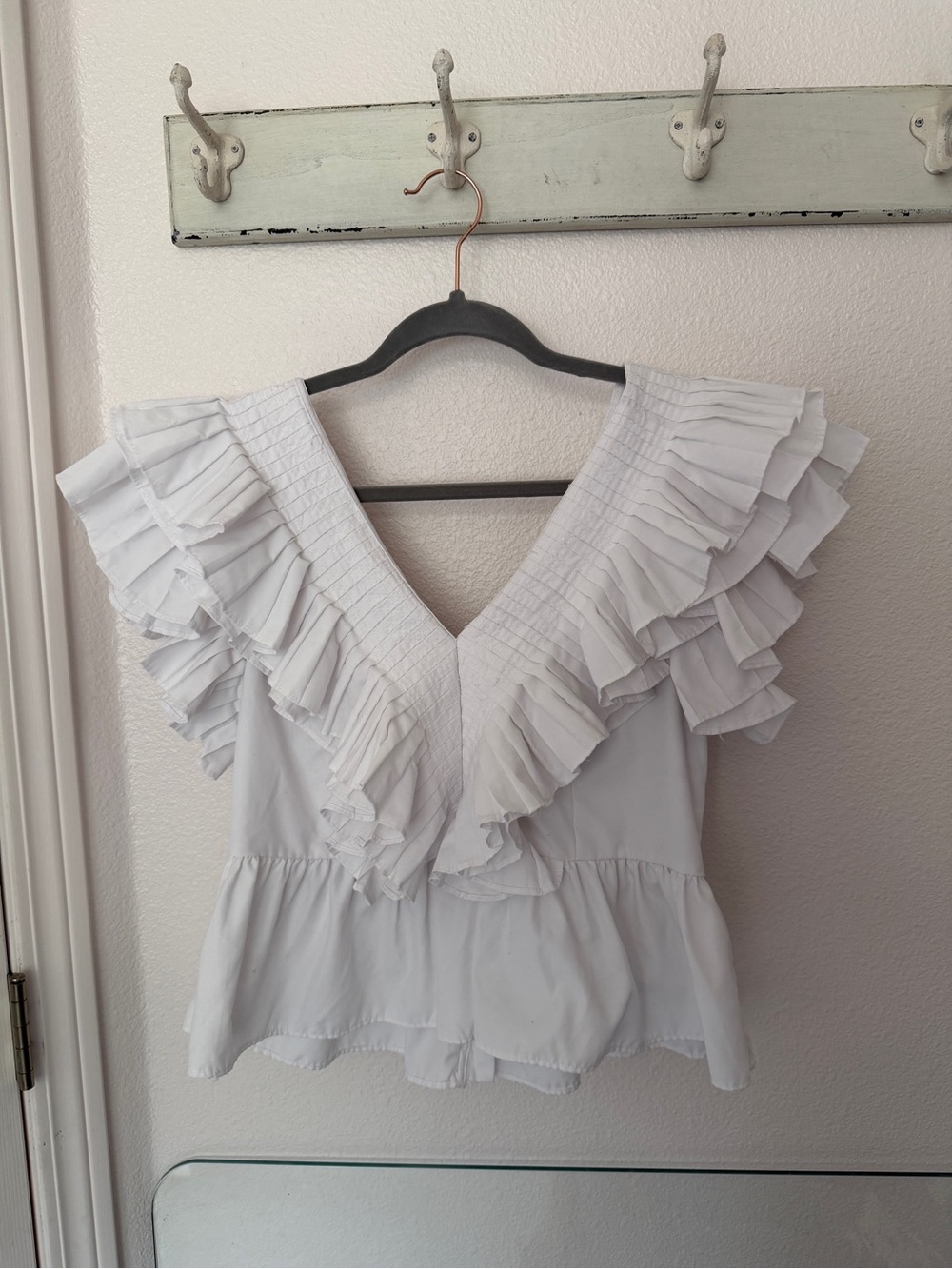 ZARA Ruffled V-Neck Peplum Blouse - Size M